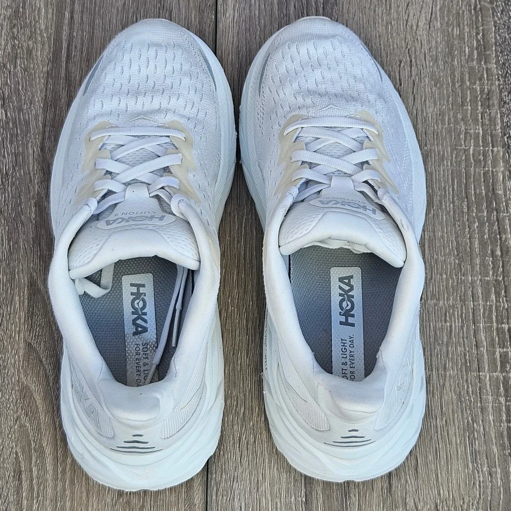Hoka One One Clifton 8 Womens Running Shoes White Cream 1119394 WWH Size 8B